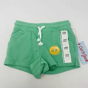 Cat & Jack Baby Girls Size 18 Months Drawstring Knit Shorts in Green 2225 - Picture 1 of 6