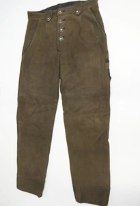 Lange Lederhose weiches Schafnappa Canda braun mit Präge-Stickerei Gr.46 - Bild 1 von 7