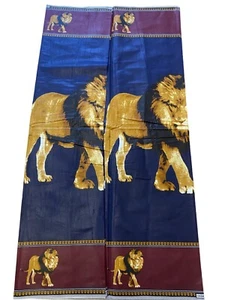 African Lion Ankara Wax Print 6 Yards 45 Inch Wide 100% Cotton  Panel Design - Picture 1 of 3