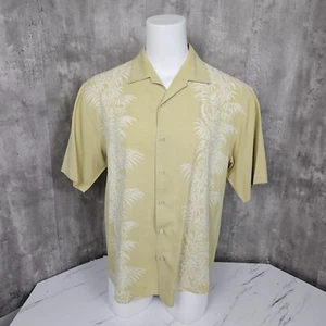 Camicia Tommy Bahama uomo XL verde chiaro seta fogliame tropicale campeggio manica corta - Foto 1 di 7
