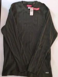 Union Bay Pullover Herren XL vertikale Streifen hoher V-Ausschnitt Pine Heather Langarm - Bild 1 von 6