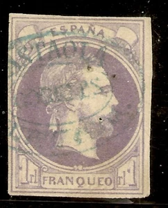 Edifil 158 (º) 1 Real Violeta Carlos VII 1874 Matasellos Lastaola NL912 - Bild 1 von 2