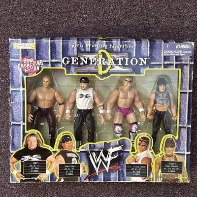 1998 Jakks WWF D-Generation X HHH, Road Dog, B.A. Billy Gunn, & Chyna Sealed - Image 1 of 4