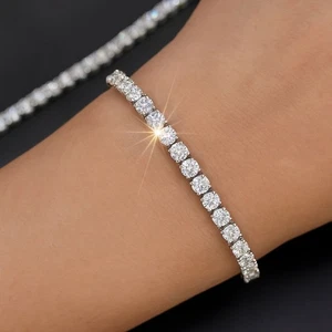 Ready To Ship - 10Ct DE/VS Lab Grown Round Diamond Tennis Bracelet In Platinum - Picture 1 of 18