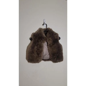 EUC Gap Kids Girls Faux Fur Vest Brown/Beige Youth Size L 10 - Picture 1 of 4