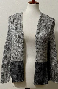 Maglione cardigan Eileen Fisher maglia aperta taglia media grigio manica 3/4 - Foto 1 di 10