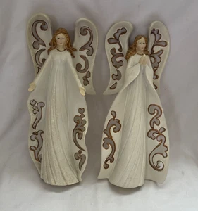 Set of 2 11" Angel Candle Holders WMG Jaimy 2004 White w/Gold & Glitter Accents - Picture 1 of 8