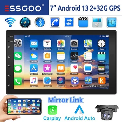 32G Android 13 Carplay Autoradio 2DIN 7 Zoll Bluetooth GPS NAVI WiFi RDS USB KAM - Bild 1 von 4