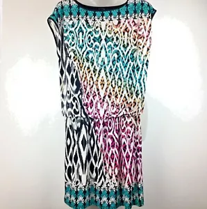 Style & Co Woman’s Dress Colorful Great Design Draped Waist Lined Sz. S - Picture 1 of 5