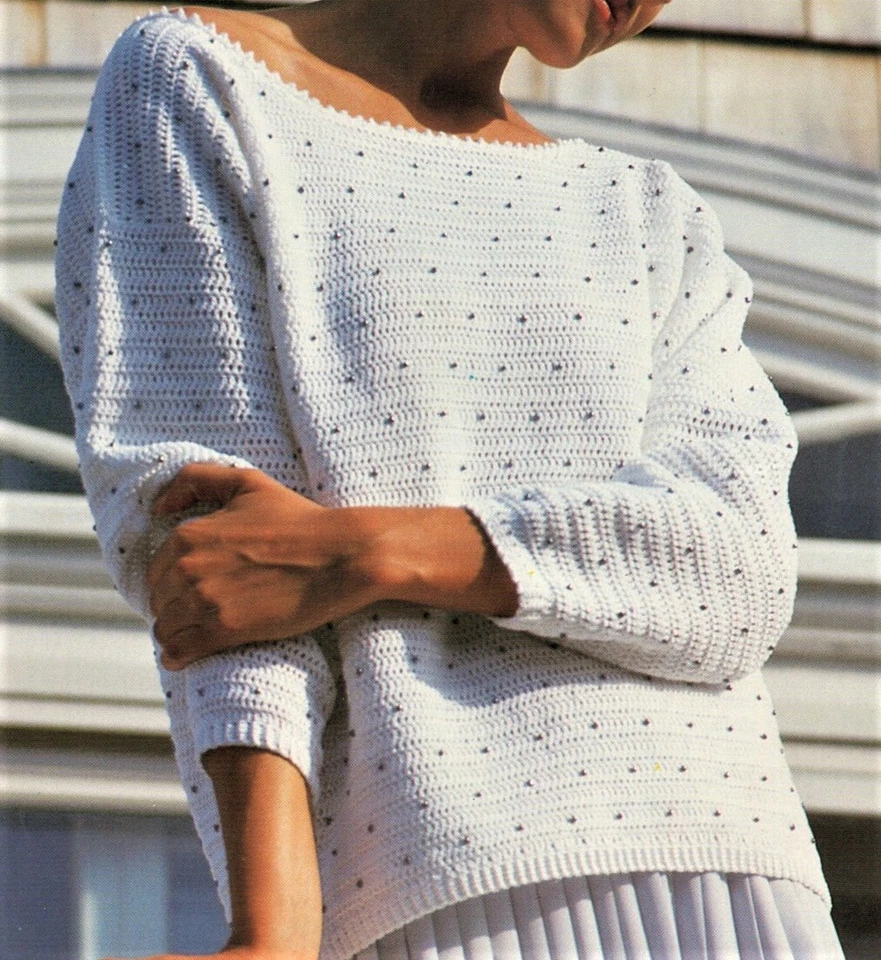  4ply Ladies Soft Cotton Sweater Crochet Pattern 30-44 inch  - Image 1 of 1