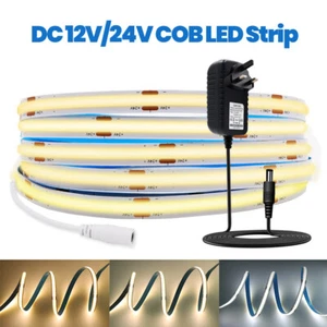 DC12V COB LED Strip Lights Tape Rope Cabinet Kitchen Light Self-adhesive UK Plug - Picture 1 of 12