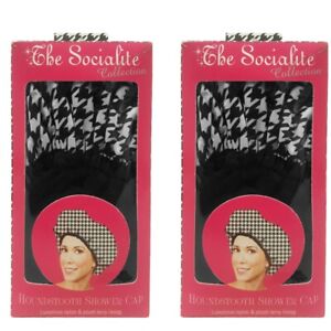 2 Packs BETTY DAIN The Socialite Collection Houndstooth Shower Cap Model #5270