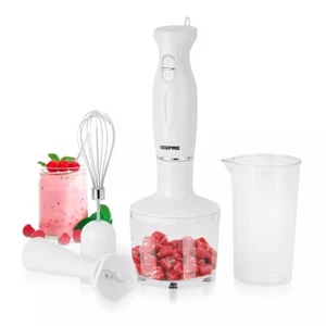 4-in-1 Hand Blender Mixer Chopper Food Processor Stainless Steel Blade White - Picture 1 of 7