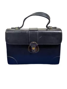 Vintage Ronay Large 1950's-60s Retro Black BOX PURSE Leather handbag - Picture 1 of 14