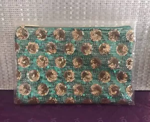 Bolso de Maquillaje Tarte Lentejuelas Verde y Dorado Nuevo - Imagen 1 de 2
