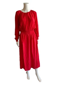 Neu mit Etikett H&M Kleid Maxi Viskose rot Langarmkleid Größe M - Bild 1 von 4