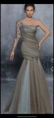 Tarik Ediz 96008 不对称小号晚礼服 38 码,全新带标签,100% 正品 — 第 1/4 张图片