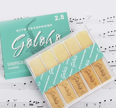GOLOHO Alto Saxophone Reeds 2.5 for Alto Sax, 10 pack, Unfiled Cut, Strength 2.5