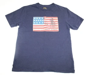 Vintage Polo Ralph Lauren USA Flag Short Sleeve T-Shirt Cotton Boys Size L 14/16 - Picture 1 of 5