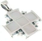 Jerusalem Cross Mother of Pearl Pendant + Sterling Silver 925 Neck Chain