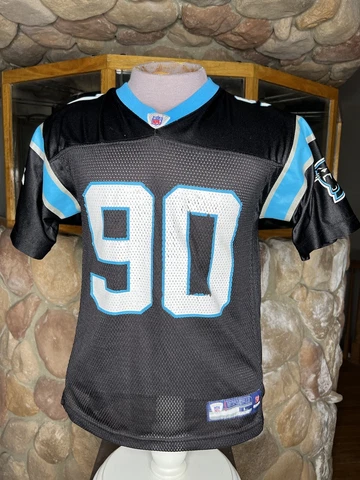 VTG Reebok Julius Peppers #90 Carolina Panthers Stitched Jersey Mens Sz L Black Cover