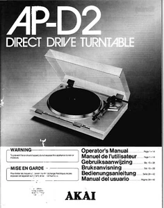 Akai AP-D2 Turntable Owners Instruction Manual - Picture 1 of 1