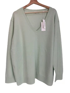 Vince Weekend Womens Sweater Plus 2X Green Cashmere V Neck Pullover $325 - Picture 1 of 13