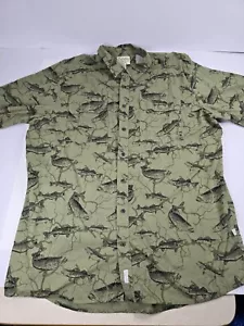 Vtg Cabela’s Fishing Shirt Mens 2XL Walleye Print Vented Back Button Up Outdoor - Picture 1 of 16