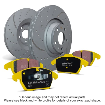 EBC Yellowstuff Brake Pad and GD Rotor Kit to fit Rear for 2011 - 2018 Audi A6 - Image 1 of 4