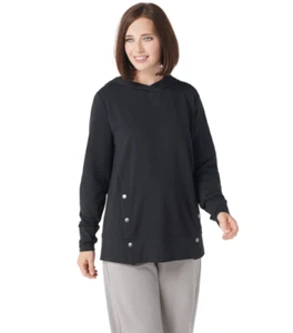AnyBody XX-Small French Terry Sweatshirt with Side Snaps Black Hoodie XXS 2XS - Picture 1 of 8