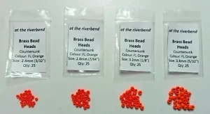 Fluoro Orange Cyclops Brass Bead Heads in 2.4, 2.8, 3.2 & 3.8mm for Fly Ty - Picture 1 of 5