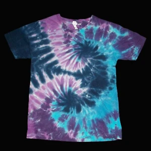 Organic Tie Dye Child T-Shirt 6 Blue & Purple Hippie Kids Tye Dyed Fair Trade - Picture 1 of 1