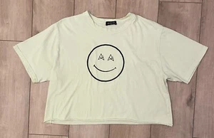 Zutter USA-Women's Large-Yellow-Cropped T Shirt-Create Your Happiness-Happy Face - Picture 1 of 7