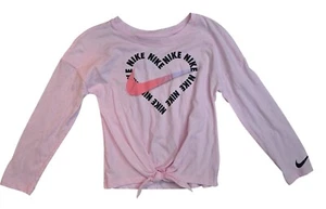 Nike Mädchen Langarmshirt rosa Knoten vorne mit Herz Logo Design - Bild 1 von 1