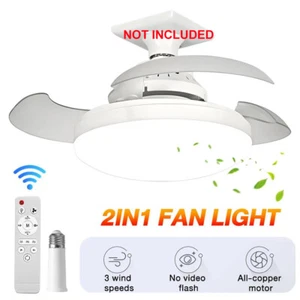 Modern Ceiling Fan With LED Light Remote Control Lighting E27 Bedroom Livingroom - Picture 1 of 22