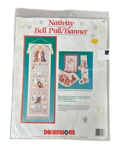 Vtg NATIVITY Bell Pull Banner DIMENSIONS Christmas Cross Stitch Kit 6"x21" NEW - Picture 1 of 5