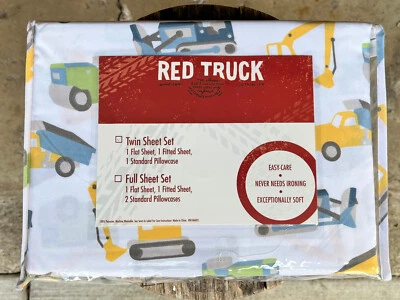 Juego de dos hojas RED TRUCK para niños camiones de construcción | excavadora, grúa, excavadora Foto 1 de 2