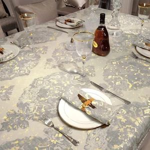 Luxury Rectangle Tablecloth 60 X 104 Inches, Classic Elegant Damask Golden Textu - Picture 1 of 12