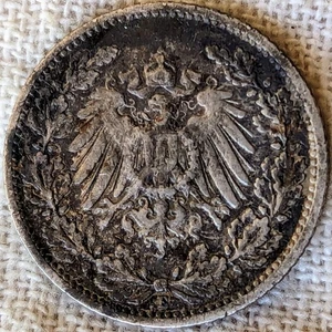 1906 E Germania 1/2 marco: tono originale, bassa coniazione 5,8 M - .9 moneta argento fine - Foto 1 di 6