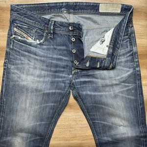 Diesel Jeans Men 33x32 Blue Larkee Regular Straight Leg Washout 0806W Fits 36x33 - Picture 1 of 12