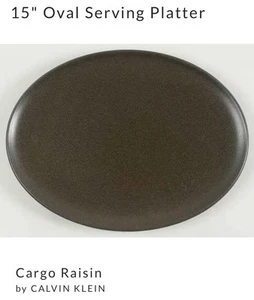 Calvin Klein Khaki Collection Raisin Cargo Stoneware 15” Platter Discontinued - Picture 1 of 12