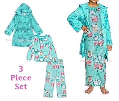 Squishmallows Niñas Pijama Bata de Baño Conjunto Talla 4 5 6 8 10 Albornoz de Felpa Perro Gato Foto 1 de 4