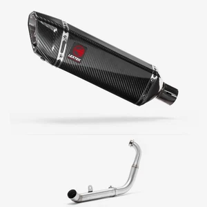 Lextek Carbon Fibre SP9C Gloss Exhaust System 300mm Silencer Chrome Polished - Picture 1 of 5