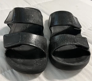 Alegria Schuhe Damen Größe 38 US 7,5 schwarz Leder Sandalen Komfort Pantoletten - Bild 1 von 6