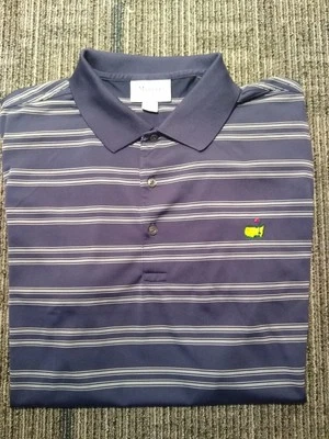 Polo de golf Masters Performance para hombre XL azul a rayas manga corta elástico Foto 1 de 4