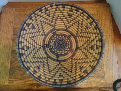 Cesta Tejida Colgante de Pared Bobina Geométrica Flor Estrella Boho Decoración Cuenco Marrón Tostado Foto 1 de 4