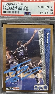 Tarjeta de novato Shaquille O'Neal 1992-93 Fleer autógrafo 401 PSA/ADN - azul Foto 1 de 2