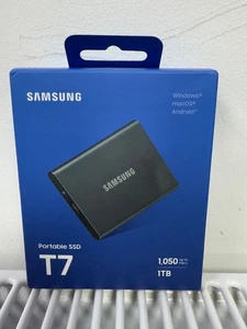 Samsung T7 1TB Tragbare Externe SSD - MU-PC1T0T - Grau NEU - Bild 1 von 7