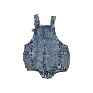 Baumwolle auf blau Acid Wash Marvin gewebter Blasen-Strampler Größe 0-3 Monate - Bild 1 von 5