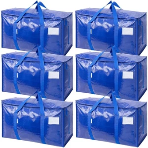 6 Pack Extra Large Moving Bags with Zippers & Carrying Handles, Heavy-Duty St... - Picture 1 of 9